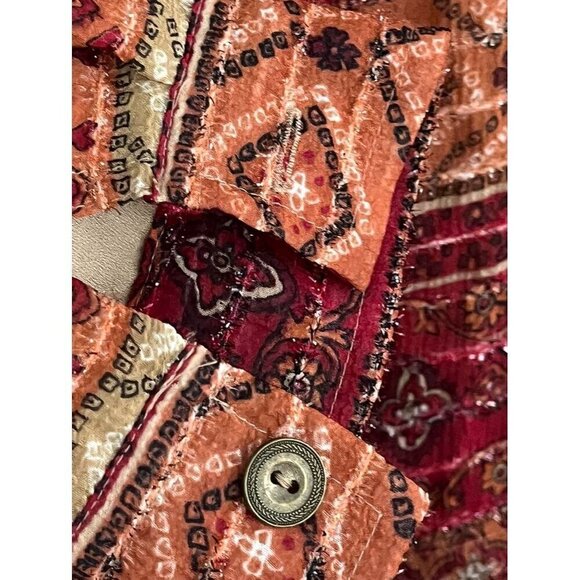 Retro Floral Jacket 10 Red Boho Striped Aztec Classic Chic Fuzzy Western 80s - Picture 6 of 12